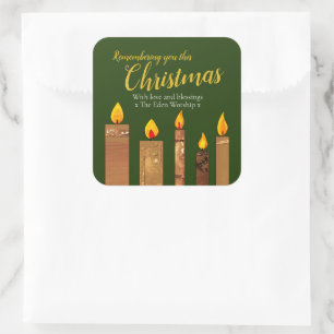 Adesivo Quadrado Velas de Natal ouro verde culto arte