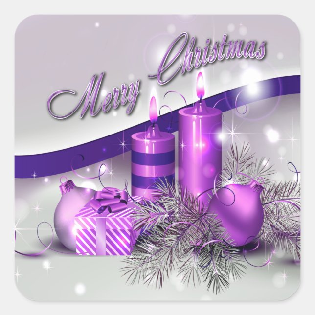 Adesivo Quadrado Velas de Natal Purple Sparkle (Frente)