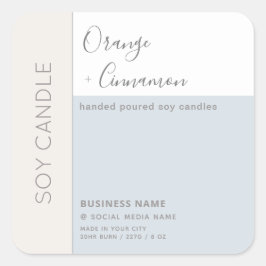 Adesivo Quadrado Velas de soja simples e elegante para blocos de co