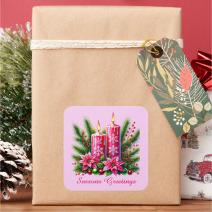 Adesivo Quadrado Velas festivas, cor-de-rosa, personalizáveis de Na
