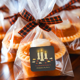 Adesivo Quadrado Velas quentes Folhas Coloridas Janto de Ação de Gr