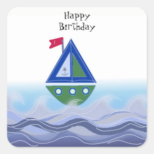 Adesivo Quadrado Velho de vela no Oceano Azul