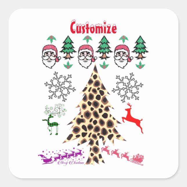 Adesivo Quadrado Velho Natal Aleatório Mishmash Thunder_Cove (Frente)