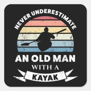 Adesivo Quadrado Velho Pai de Presente Kayak Engraçado
