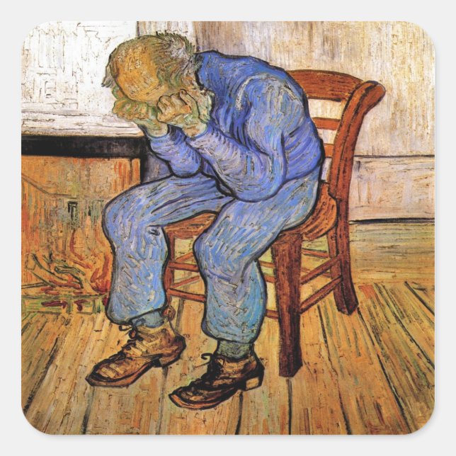 Adesivo Quadrado Velho Triste de Vincent van Gogh 1890 (Frente)