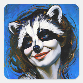 Adesivo Quadrado "Velka Teyani" Whispering Raccoon Trickster