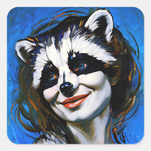 Adesivo Quadrado "Velka Teyani" Whispering Raccoon Trickster