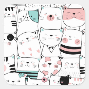 ADESIVO QUADRADO VELOPE SINALIZADOR: GATO FELIZ