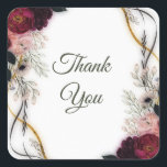 Adesivo Quadrado Velvet Plum Garden Floral Greenery Wedding<br><div class="desc">Matching items available.</div>