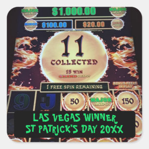 Adesivo Quadrado Vencedor Sortudo de Vegas Noiva do Dia de São Patr