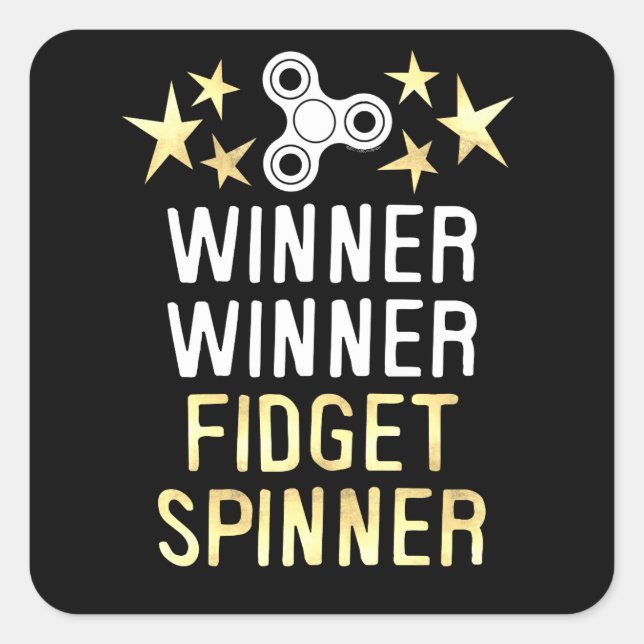 Adesivo Quadrado Vencedor vencedor do Fidget Spinner (Frente)
