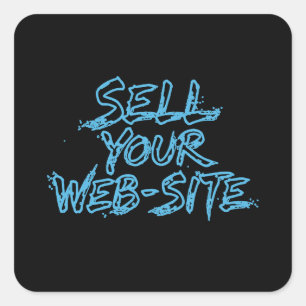 Adesivo Quadrado Venda Seu Site Tipografia Angustiada Azul