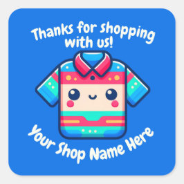 Adesivo Quadrado Vendedor de Camisas Kawaii para Pequenas Empresas 