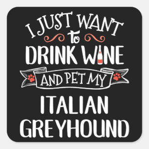 Adesivo Quadrado Vendedor de Vinhos de Greyhound Italiano e Proprie