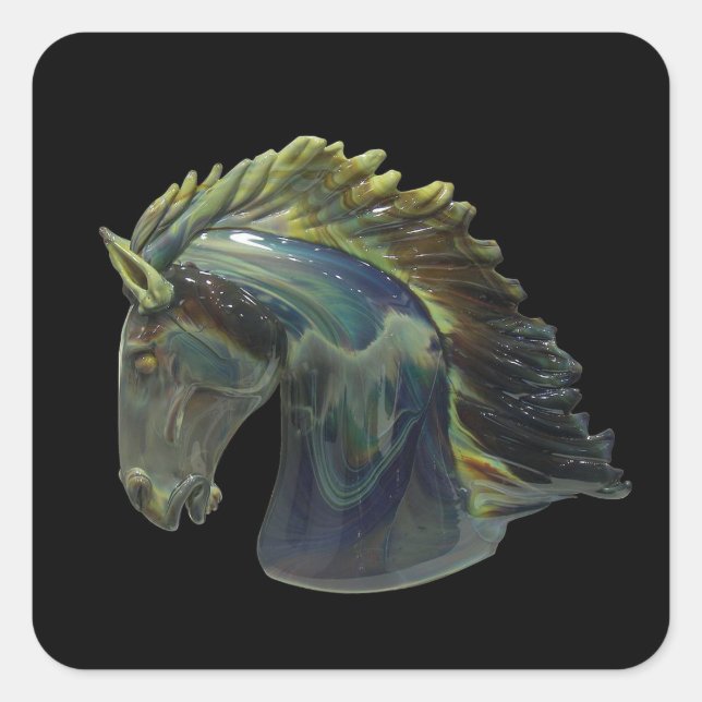 Adesivo Quadrado Venetian Murano Glass Horse (Frente)