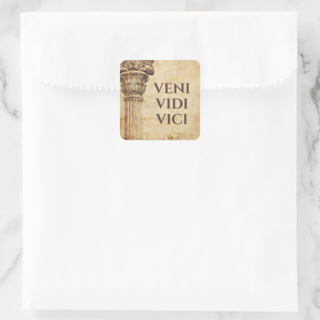 Adesivo Quadrado Veni Vidi Vici Tema Romano Antigo (Bolsa)