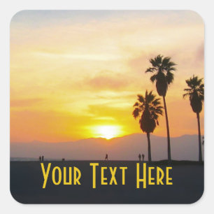Adesivo Quadrado Venice Beach California Sunset Souvenir Square Sti