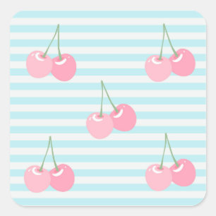 Adesivo Quadrado Verão de Cerejas Rosa