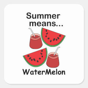 Adesivo Quadrado Verão de Melancia Significa Festa de Frutas de Mel