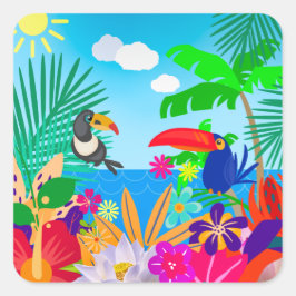 Adesivo Quadrado Verão tropical