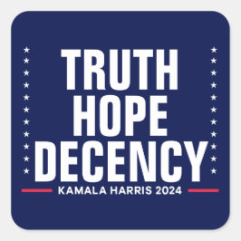 Adesivo Quadrado Verdade Esperança Decência | Harris Walz Blue