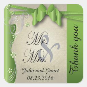 Adesivo Quadrado Verde Curvy elegante do Peridot do design do