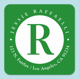 Adesivo Quadrado Verde e Branco | Endereço de devolução do monogram