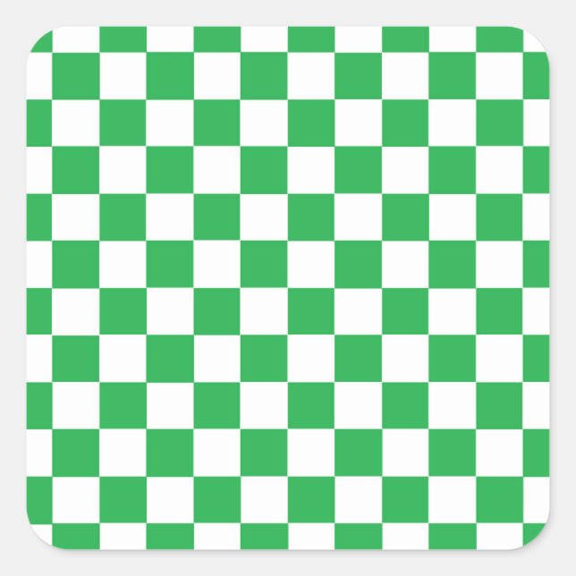 Adesivo Quadrado Verde e branco verificados (Frente)