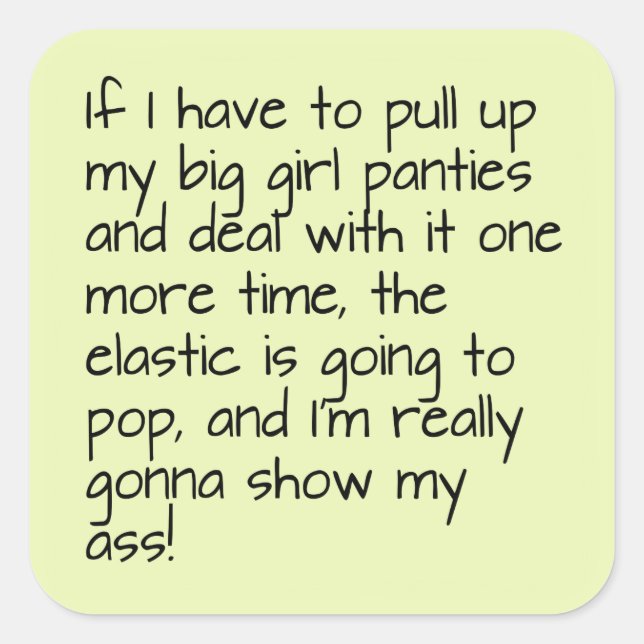 Adesivo Quadrado Verde limão Põe Panelas Grandes Meninas Dizendo Pa (Frente)