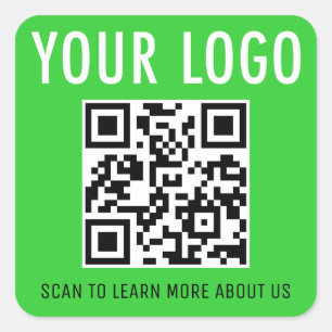 Adesivo Quadrado Verde limão QR Code Stickers Company Logo Square