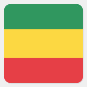 Adesivo Quadrado Verde, ouro (amarelo) e bandeira das cores