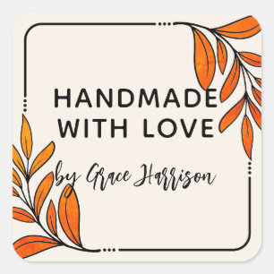 Adesivo Quadrado Verde Whimsical Feito À Mão Com Amor