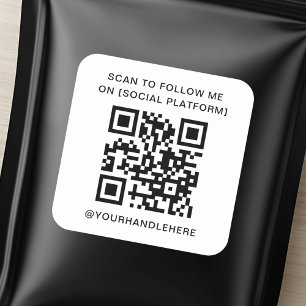 Adesivo Quadrado Verificação de código QR para me seguir na platafo