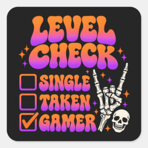 Adesivo Quadrado Verificação de nível humor para fãs de jogos