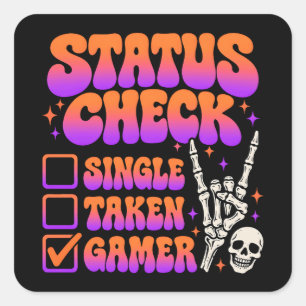 Adesivo Quadrado Verificação de status humor de jogador para fãs de