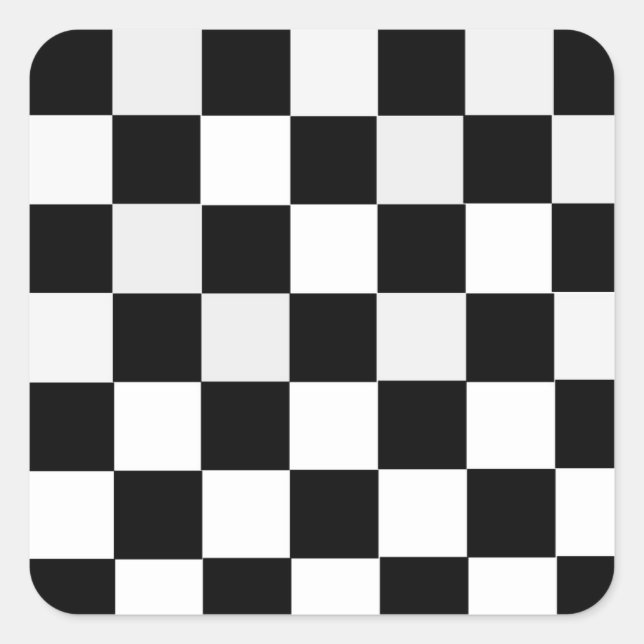 Adesivo Quadrado Verificado em preto e branco (Frente)