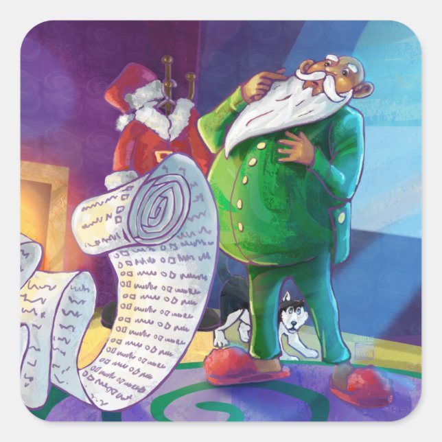 Adesivo Quadrado Verifique duas vezes Papais noeis (Frente)