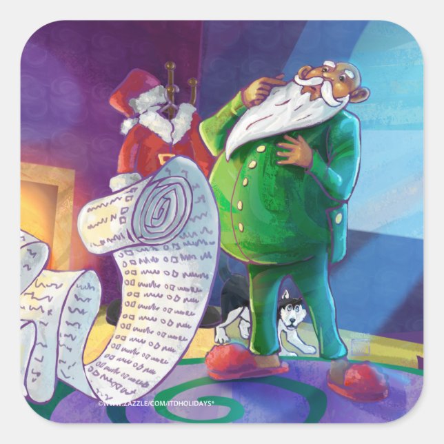 Adesivo Quadrado Verifique duas vezes Papais noeis (Frente)