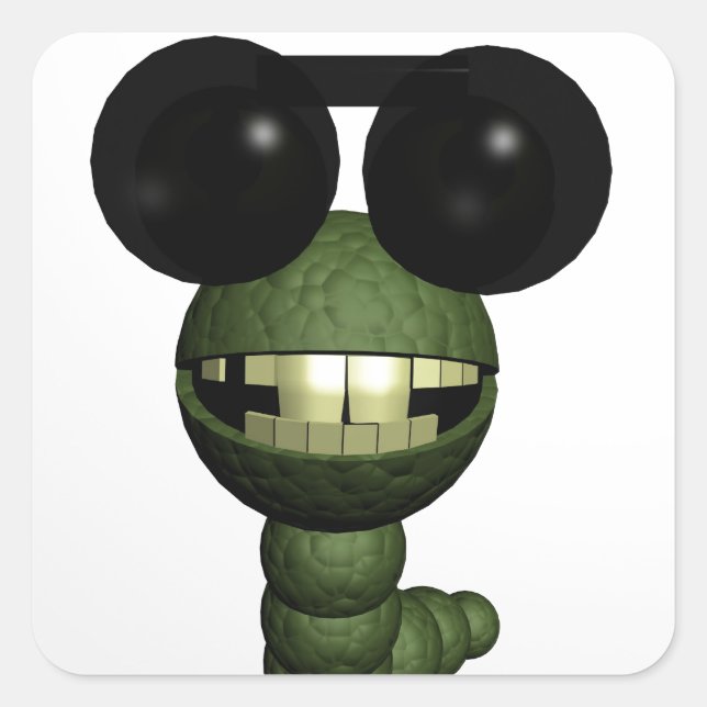 Adesivo Quadrado Verme com óculos de sol (Frente)