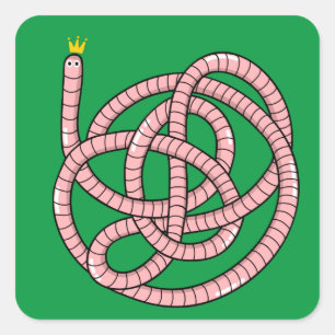 Adesivo Quadrado Verme de cartum na coroa