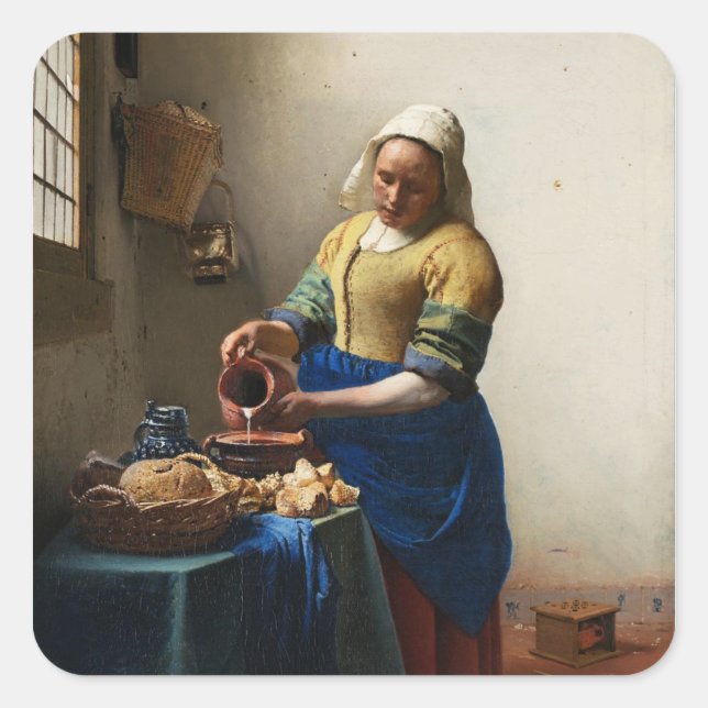 Adesivo Quadrado Vermeer The Milkmaid Stickers (Frente)