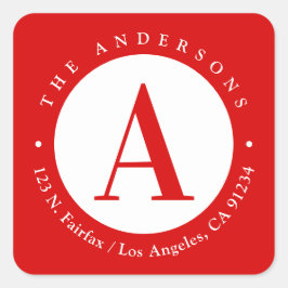 Adesivo Quadrado Vermelha | Circular Monograma Endereço de Devoluçã