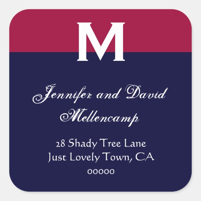 Adesivo Quadrado Vermelho, Azul Branco Simples e Elegante (Frente)