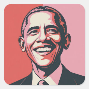 Adesivo Quadrado Vermelho, Branco e Azul Patriótico Barack Obama