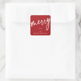 Adesivo Quadrado Vermelho + Branco Personalizado 'Feliz' Natal/Féri