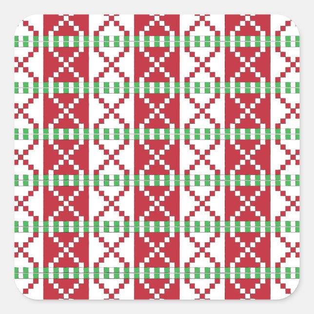 Adesivo Quadrado Vermelho, branco, verde Latgale Latgale, Etnia Fol (Frente)