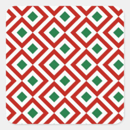 Adesivo Quadrado Vermelho, Branco, Verde Meander