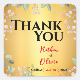 Adesivo Quadrado Vermelho com Casamento Dourado