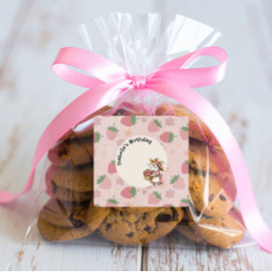 Adesivo Quadrado Vermelho Cor-de-Rosa, Dois Doce Festa de segundo a