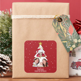 Adesivo Quadrado Vermelho de Colagem de Fotos da Árvore de Natal Mo